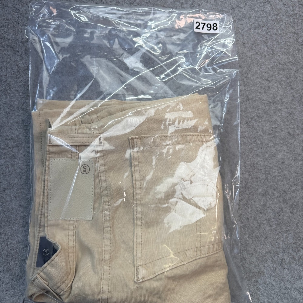 AG Adriano Goldschmied The Graduate Tailored Leg Khaki Linen Cotton Pants 36x28 - Picture 12 of 12
